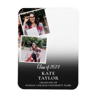 3 Photo Collage Modern Graduation Announcement Mag Magnet