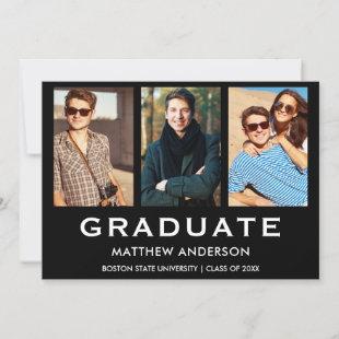 3 Photo Graduation Modern Announcement Card