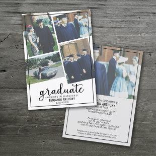 4 Photo Collage Graduate Announce - Graduation Invitation