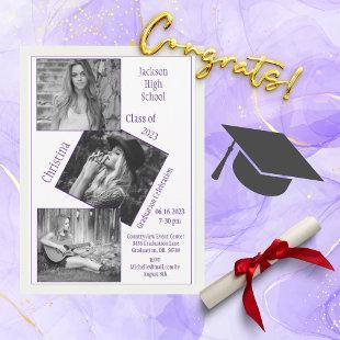4 Photo Collage Personalized Graduation Announcement