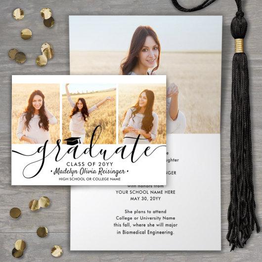 4 Photo Graduation Collage Simple Modern Folded Announcement
