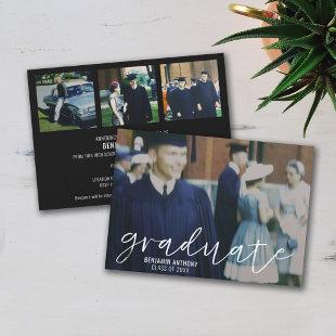 4 Photo Trendy Script Modern Graduation Invitation