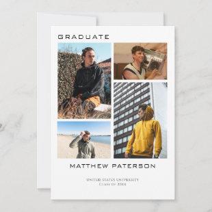 4 Photogrid Collage | Simple Minimalist Graduation Invitation