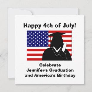 4th Of July Graduation Party Invitation Girl
