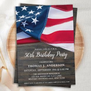 50th Birthday Party Patriotic American Flag Invitation