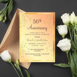 50th wedding anniversary gold bubbles invitation