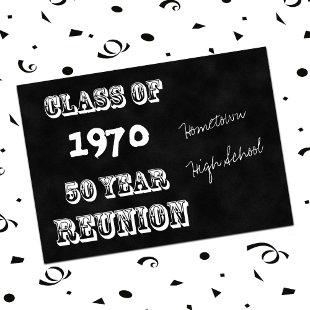 50th Year Class Reunion Vintage Chalkboard Invitation