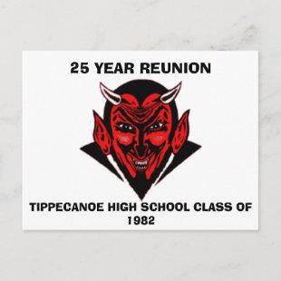 555, TIPPECANOE HIGH SCHOOL CLASS OF 1982, 25 Y... INVITATION POSTCARD