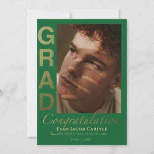 5 Photo Bold Gold Typography Graduation Invitation