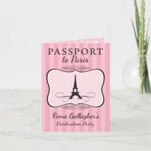 5th Grade Graduation Pary Paris Passport Invitation