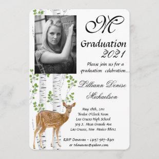 5x7 Graduation Part Invitation Deer Doe Buck Woodl