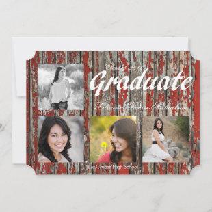 5x7 Old Red Barn Wood Weather Senior Announcement