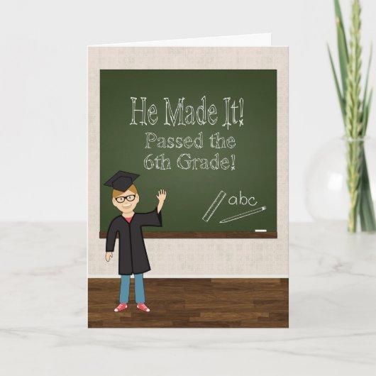6th Grade Graduate with Cartoon Boy and Chalkboard Announcement