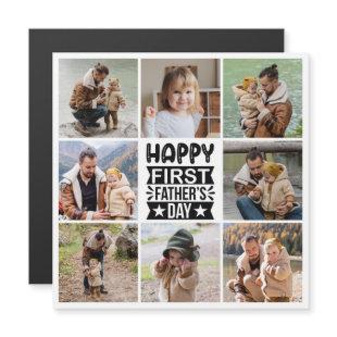 8 Photo Collage First Father's Day Magnetic Card