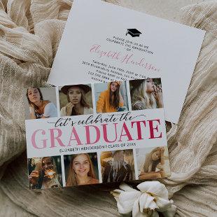 8 Photo Collage Modern Graduation Party Invitation