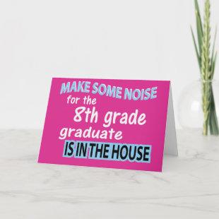 8th Grade School Graduate Pink Congratulations Card