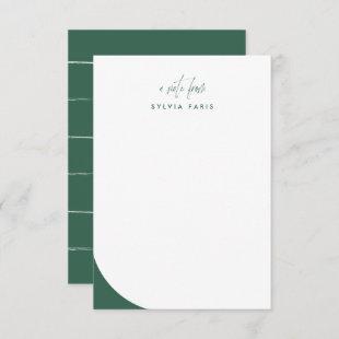 A note from modern green script personalized enclosure card