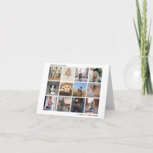 A Year To Remember White Twelve Photo Collage Holiday Card