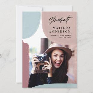 Abstract colorful multi photo graduation party announcement