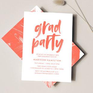 Abstract Coral Graduation Party Invitation