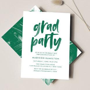Abstract Green Graduation Party Invitation