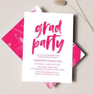 Abstract Hot Pink Graduation Party Invitation
