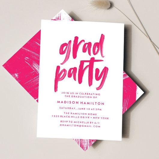 Abstract Hot Pink Graduation Party Invitation