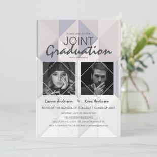 Abstract Joint Graduation 2 Photo Graduation Party Invitation