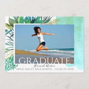 Abstract Tropical Graduation Photo Announcement