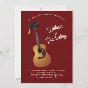 Acoustic Guitar Musician Graduation Party Music Invitation