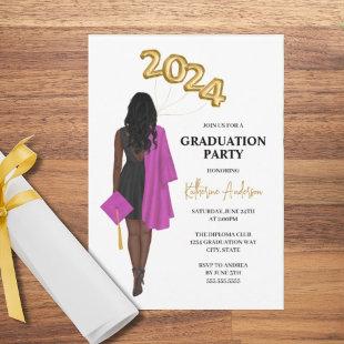 African American Woman Class 2024 Graduation Invitation