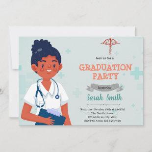 African nurse graduation party invitation