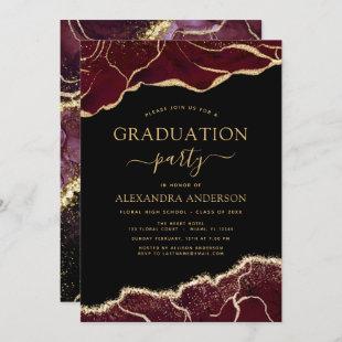 Agate Graduation Class of 2022 Burgundy Gold Invit Invitation