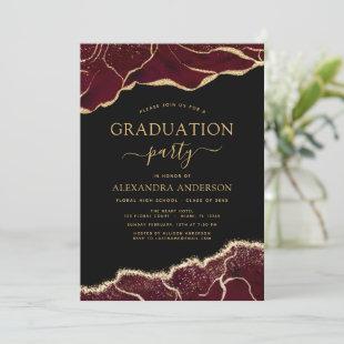 Agate Graduation Class of 2022 Burgundy Gold Invitation