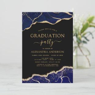 Agate Graduation Class of 2022 Navy Blue Gold Invitation