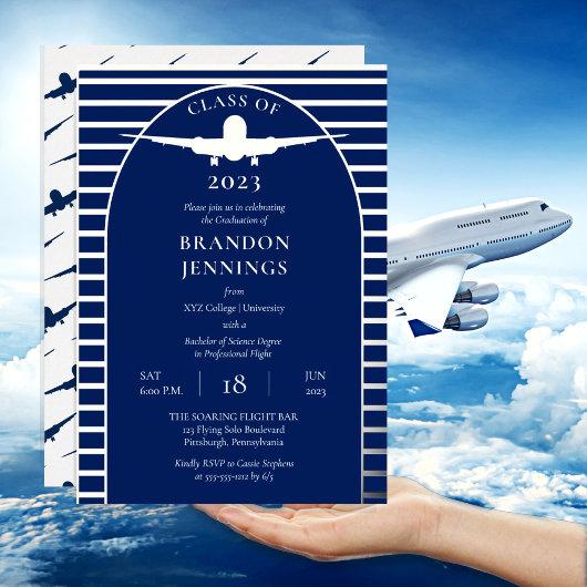 Airline Pilot Flight School College Graduation Foil Invitation