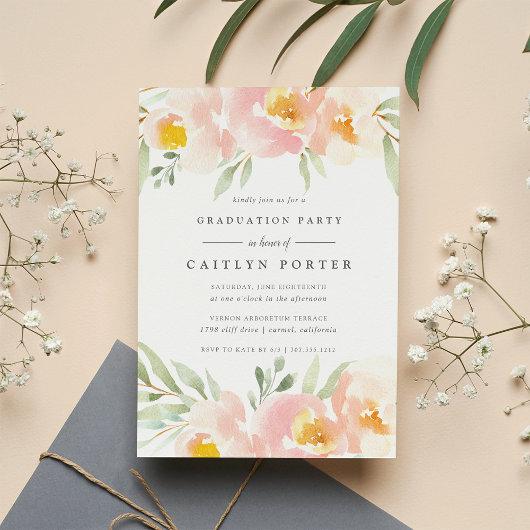 Airy Floral Graduation Party Invitation