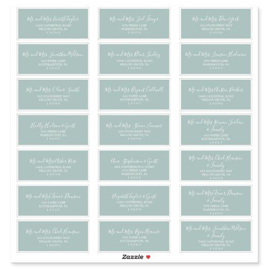 Airy Sage Green Wedding Guest Address Labels