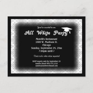 All White Attire Theme Graduation Party Invitation