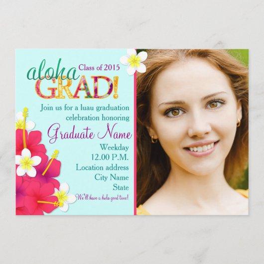 Aloha GRAD Graduation Luau Floral Party Invitation