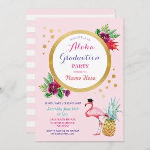 Aloha Graduation Party Flamingo Invite Tropical