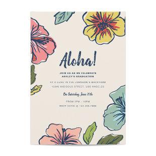 Aloha Hawaiian Flowers Graduation Invitation
