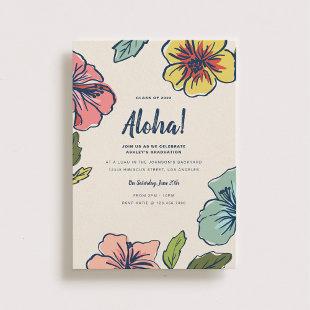Aloha Hawaiian Flowers Graduation Invitation
