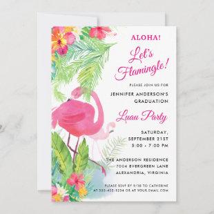 Aloha Let's Flamingle Graduation Luau Party Invitation