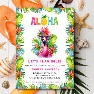 Aloha Let's Flamingle Tropical Graduation Luau Invitation