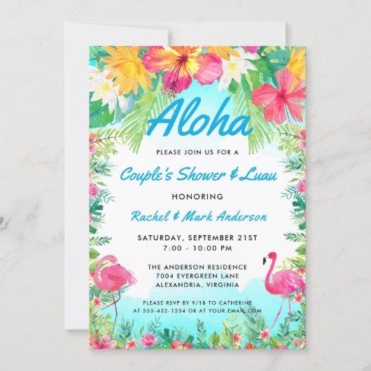 Aloha Tropical Flamingo Luau Couple's Shower Invit Invitation
