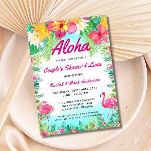 Aloha Tropical Flamingo Luau Couple's Shower Invitation