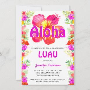 Aloha Tropical Graduation Luau Invitation