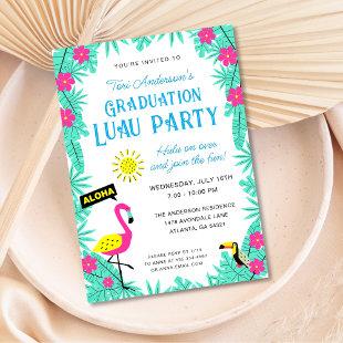 Aloha Tropical Hawaiian Graduation Luau Party Invitation