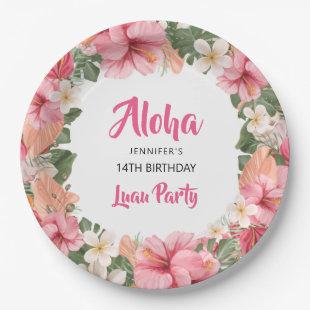 Aloha Tropical Hibiscus Luau Birthday Party Paper Plates